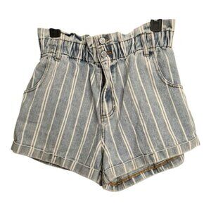 PacSun Women’s Mom Envelope Jeans  Shorts High Rise Blue Striped Denim Size L